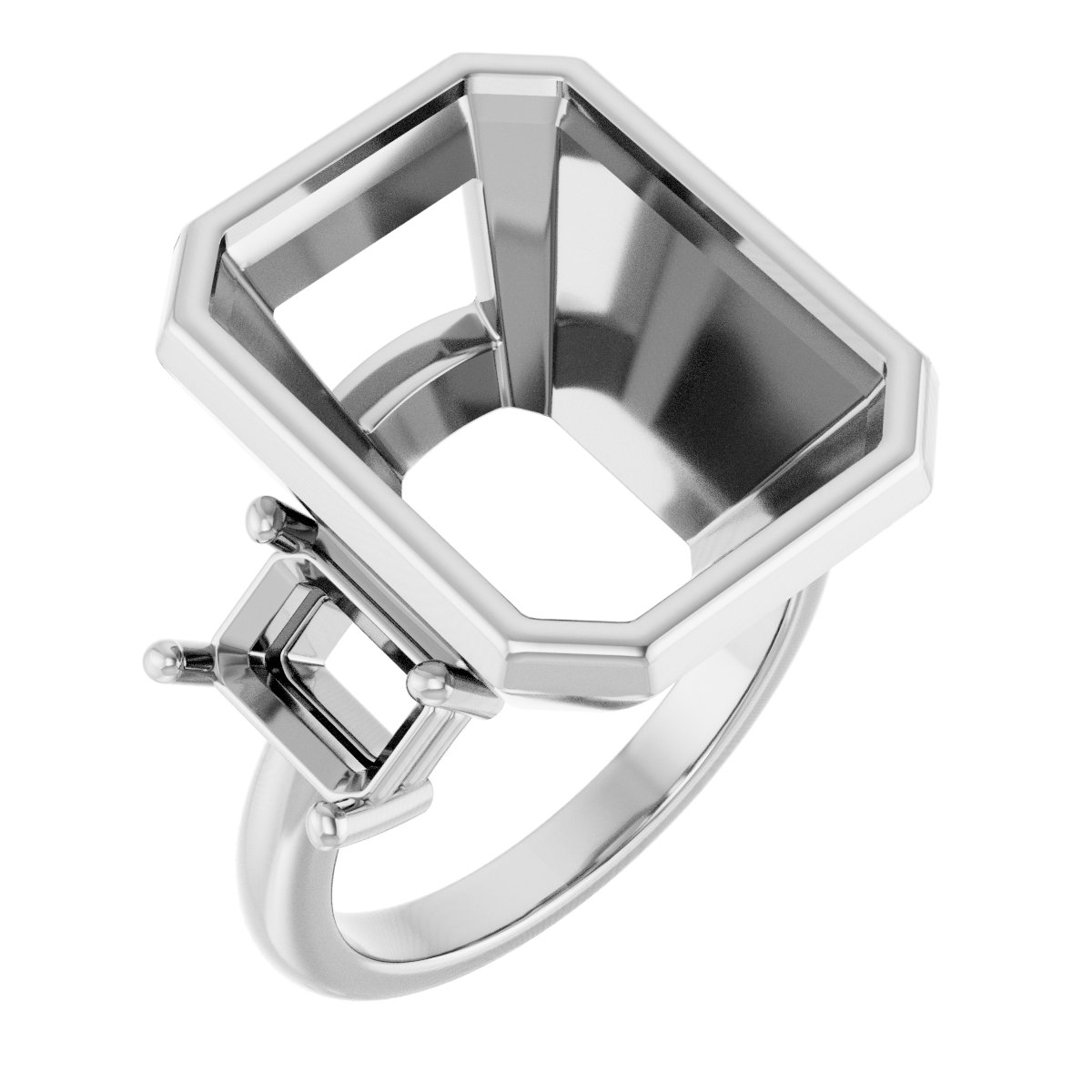 Bezel-Set Three-Stone Engagement Ring