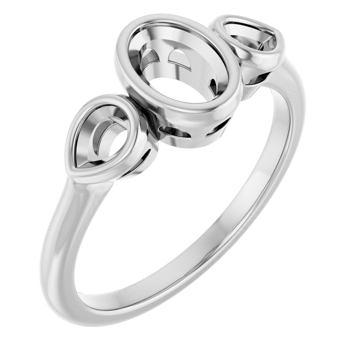 Bezel-Set Three-Stone Engagement Ring