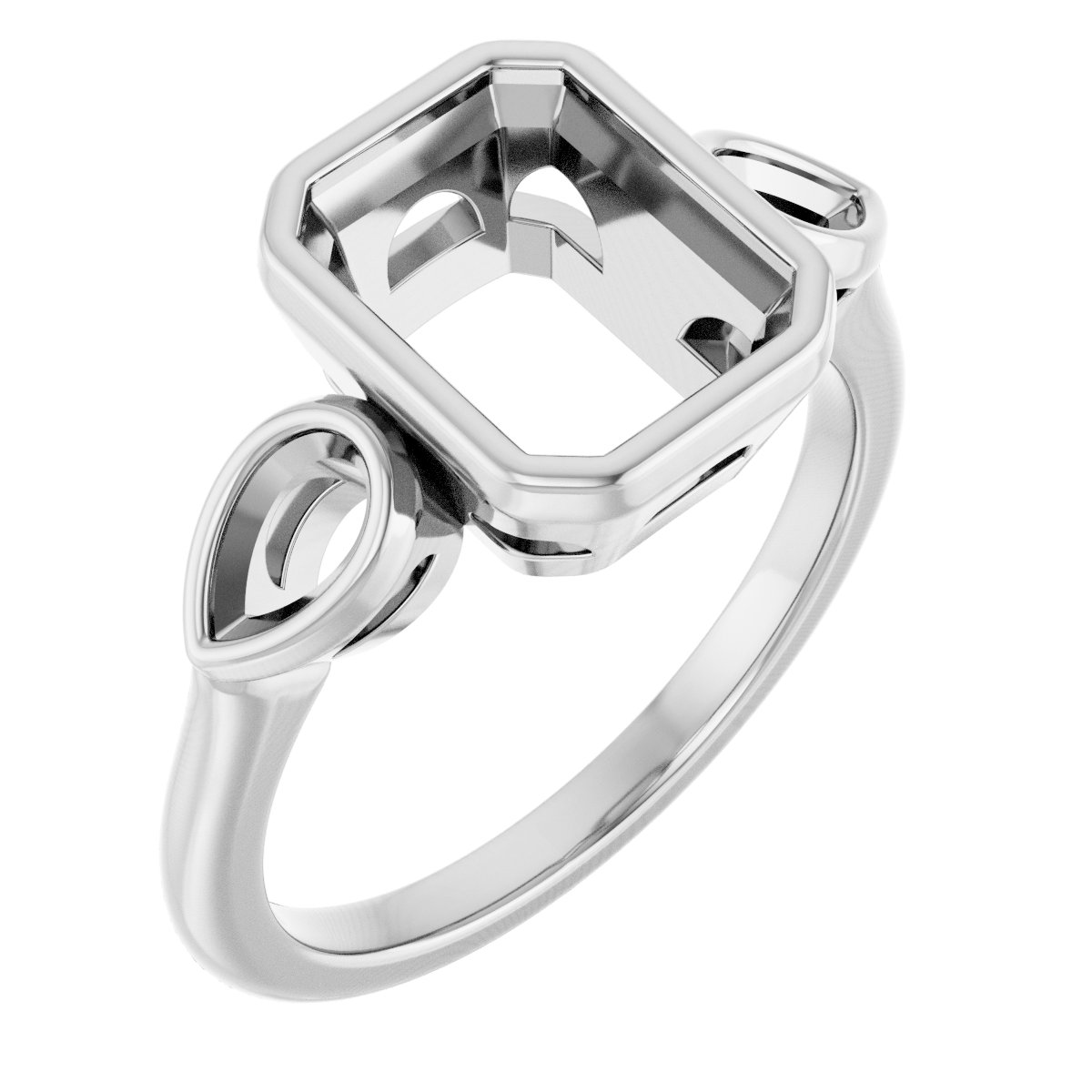 Bezel-Set Three-Stone Engagement Ring