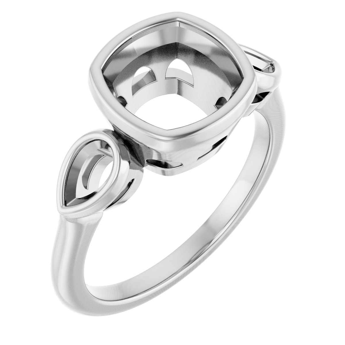 Bezel-Set Three-Stone Engagement Ring