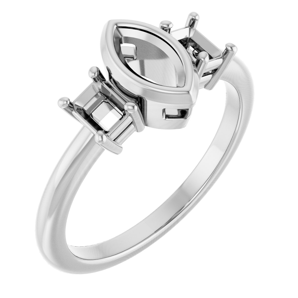 Bezel-Set Three-Stone Engagement Ring
