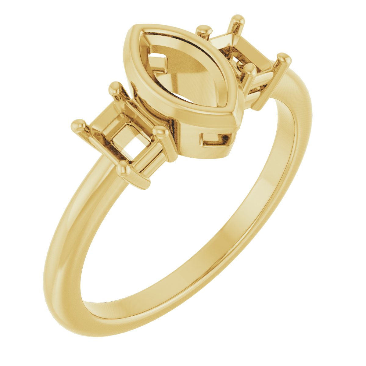 Bezel-Set Three-Stone Engagement Ring