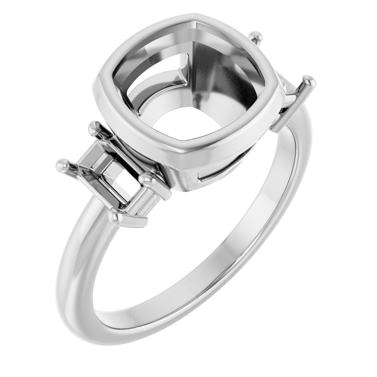 Bezel-Set Three-Stone Engagement Ring