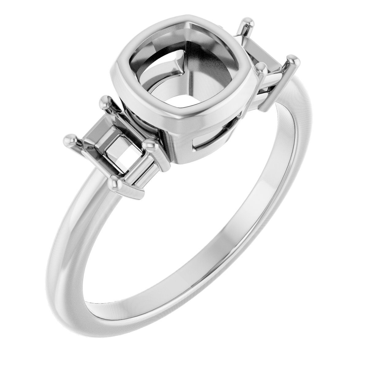 Bezel-Set Three-Stone Engagement Ring