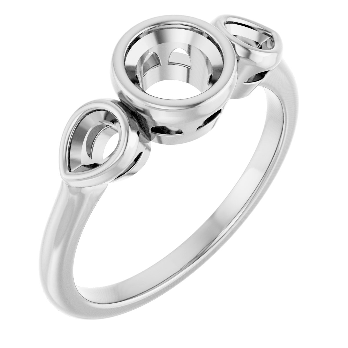 Bezel-Set Three-Stone Engagement Ring
