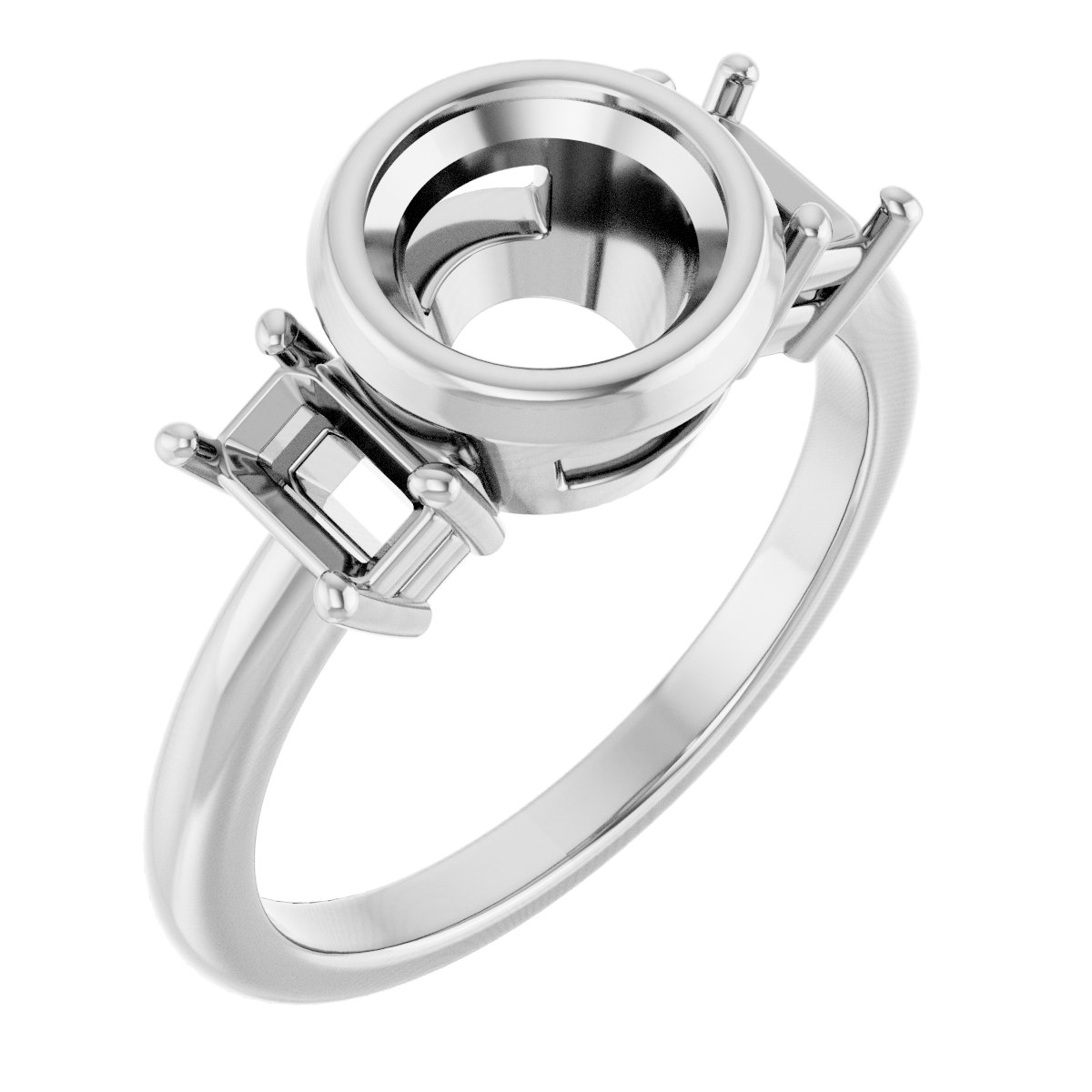 Bezel-Set Three-Stone Engagement Ring