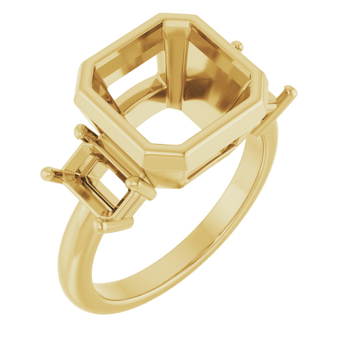Bezel-Set Three-Stone Engagement Ring