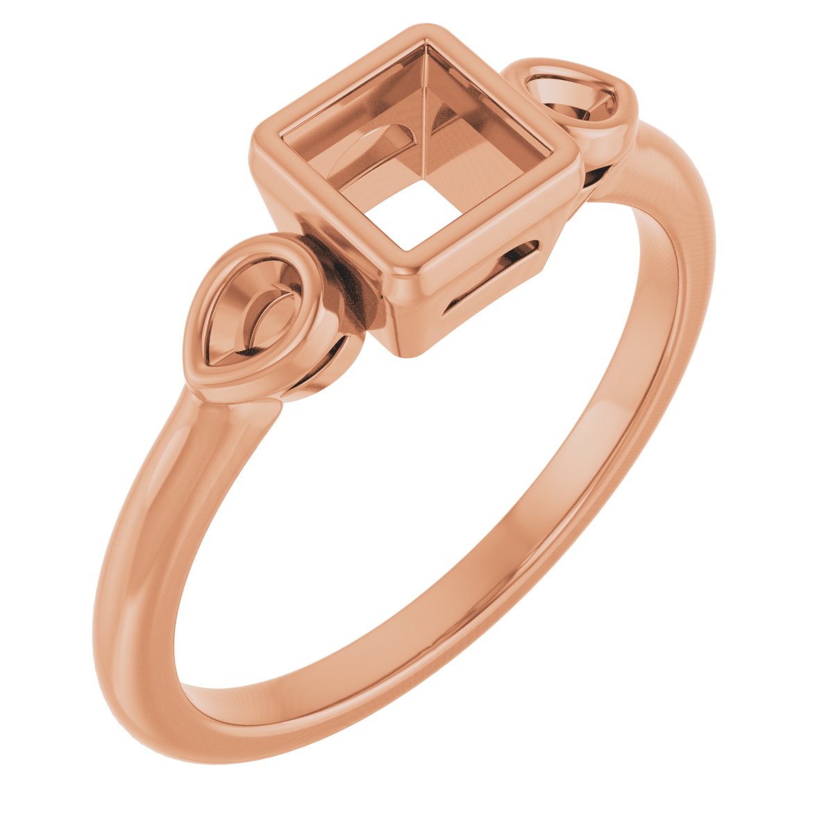 Bezel-Set Three-Stone Engagement Ring