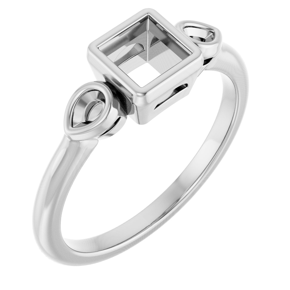 Bezel-Set Three-Stone Engagement Ring