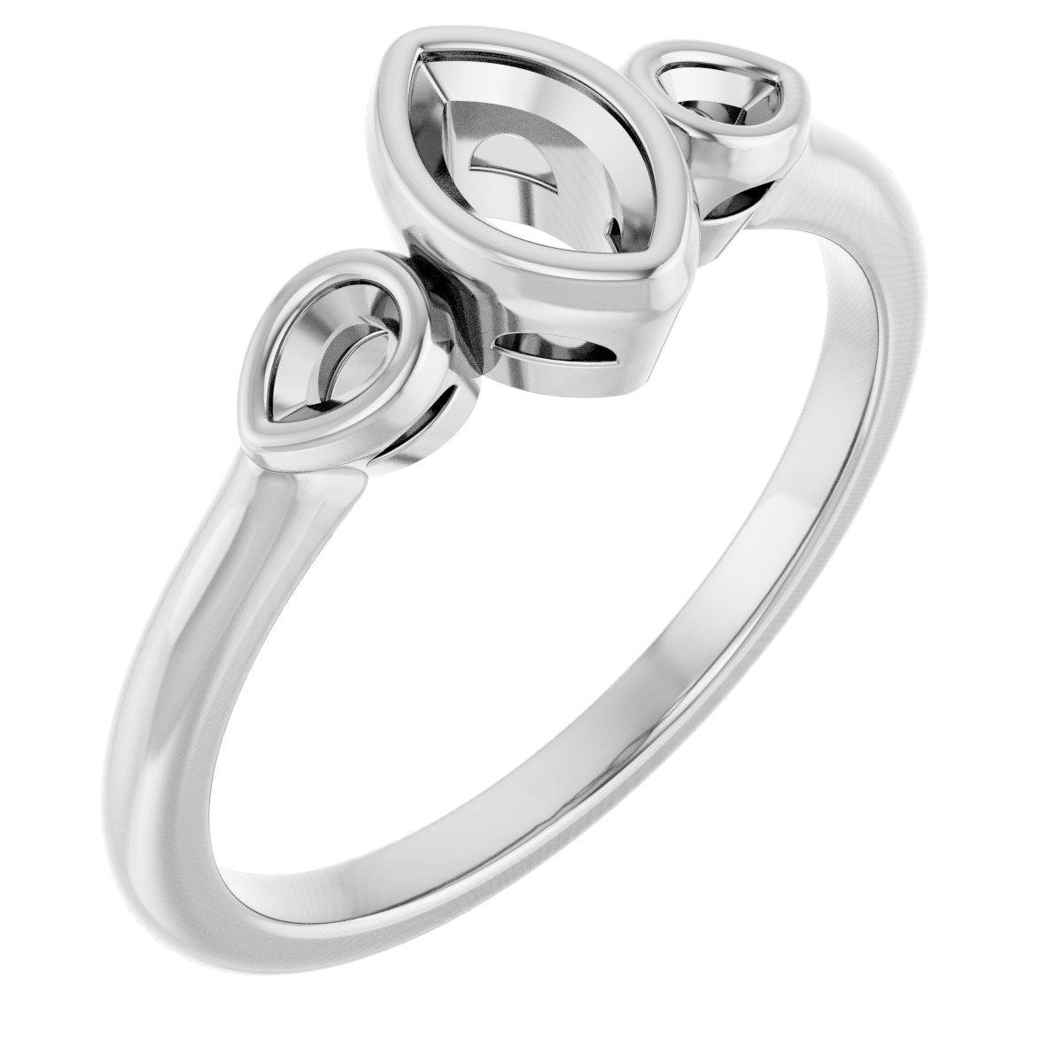 Bezel-Set Three-Stone Engagement Ring