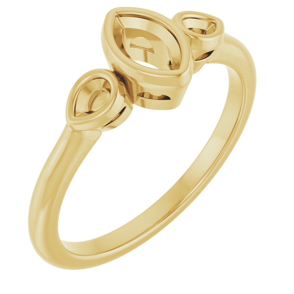 Bezel-Set Three-Stone Engagement Ring