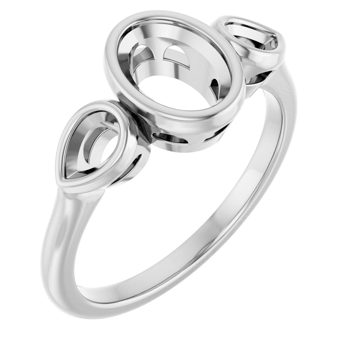 Bezel-Set Three-Stone Engagement Ring