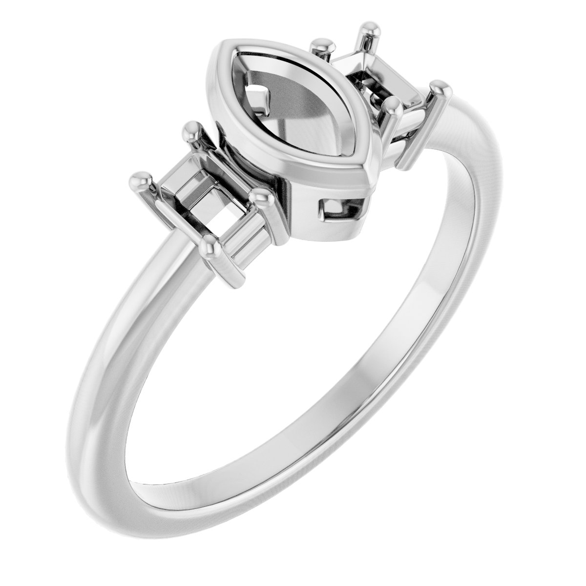 Bezel-Set Three-Stone Engagement Ring
