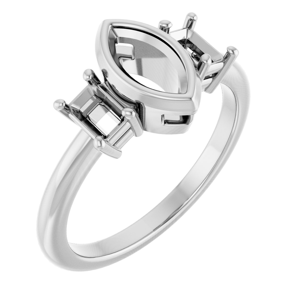 Bezel-Set Three-Stone Engagement Ring