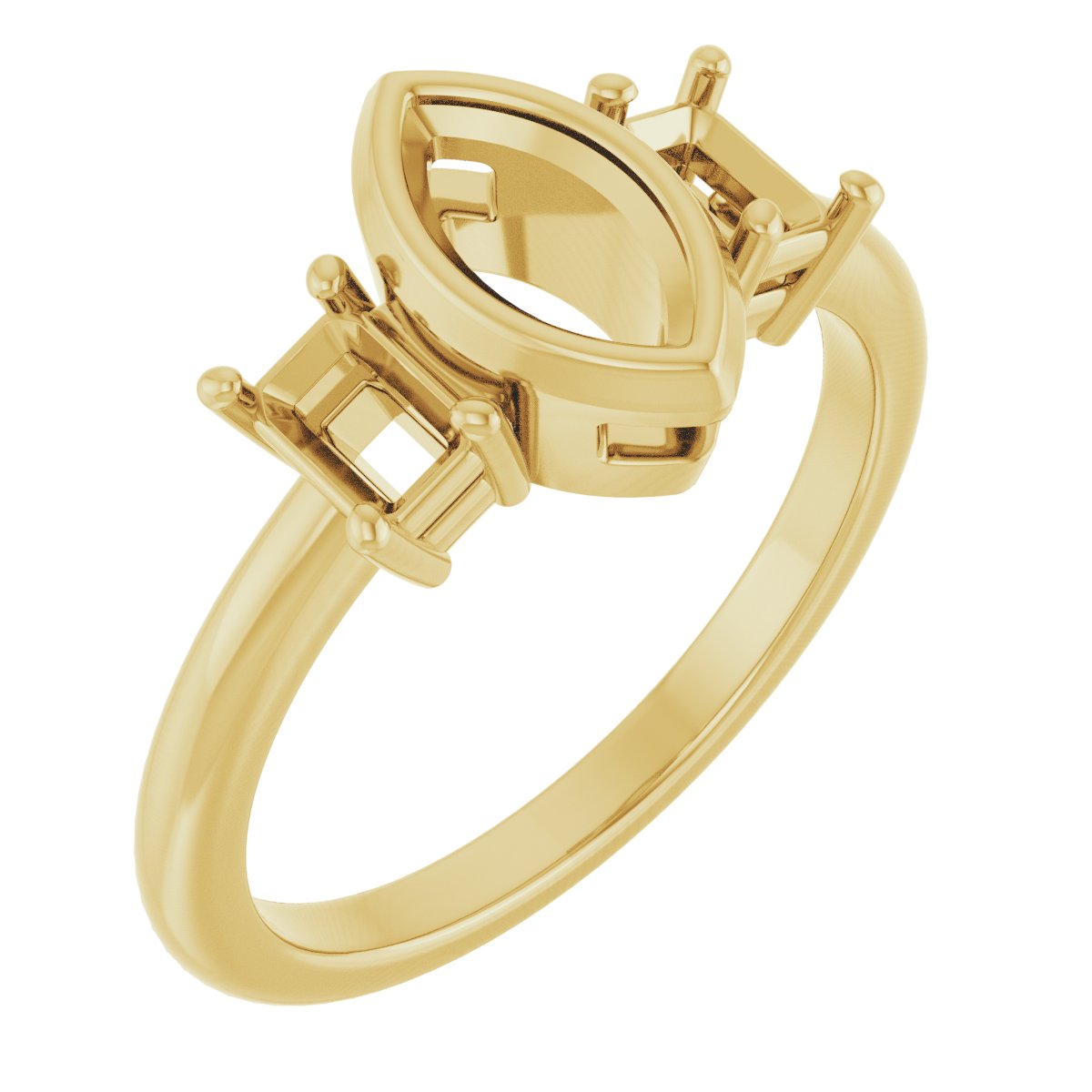 Bezel-Set Three-Stone Engagement Ring