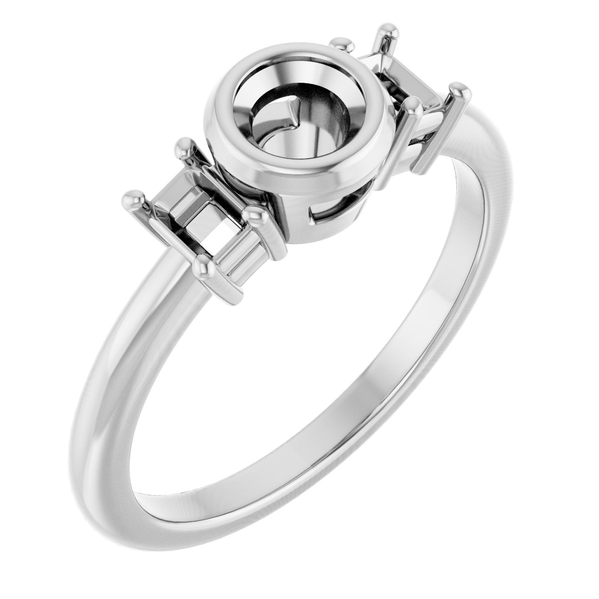 Bezel-Set Three-Stone Engagement Ring