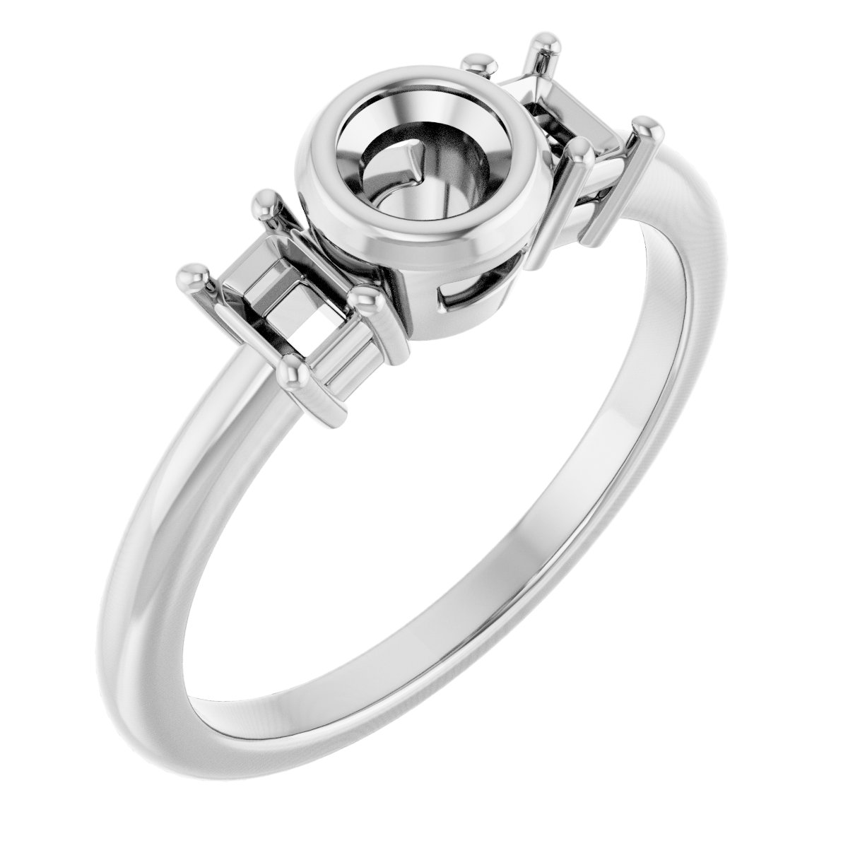 Bezel-Set Three-Stone Engagement Ring