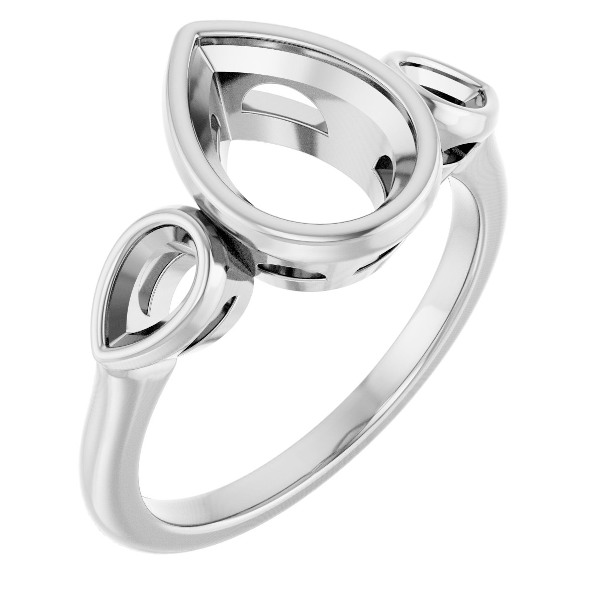 Bezel-Set Three-Stone Engagement Ring