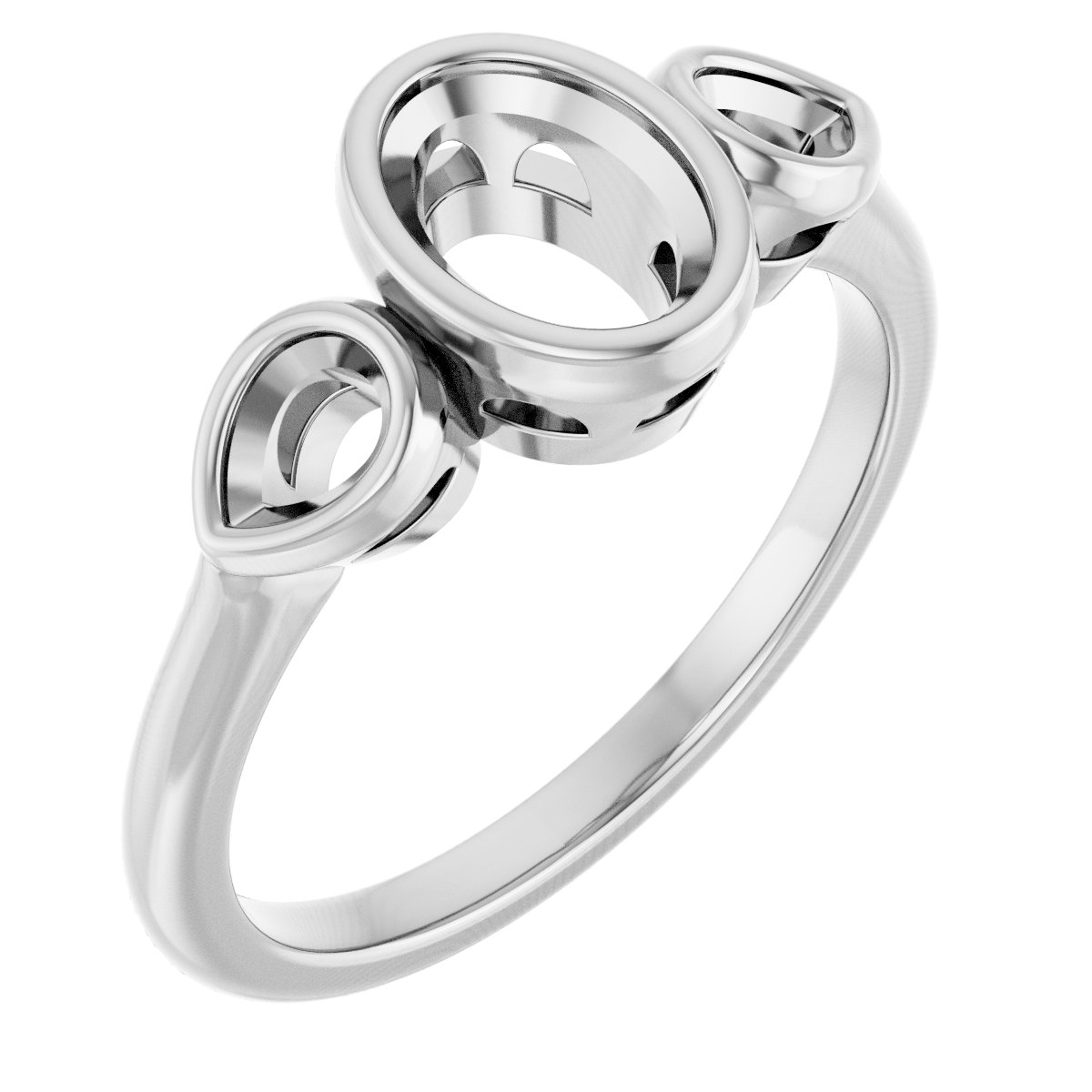Bezel-Set Three-Stone Engagement Ring