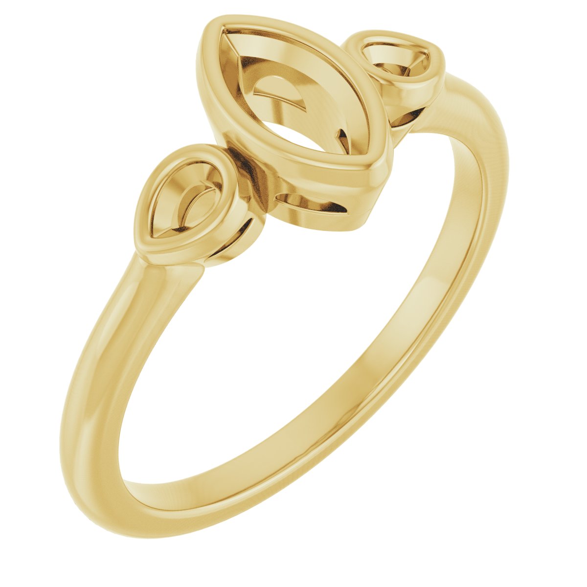 Bezel-Set Three-Stone Engagement Ring