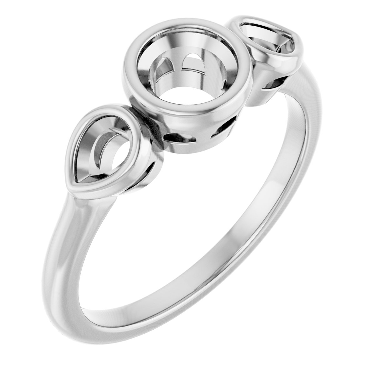 Bezel-Set Three-Stone Engagement Ring