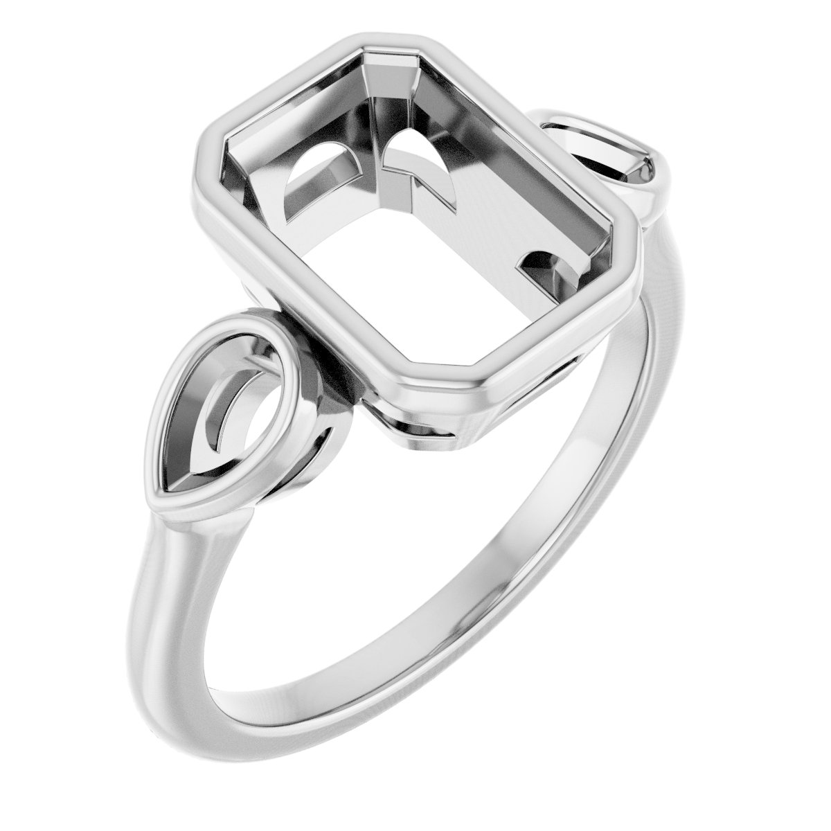 Bezel-Set Three-Stone Engagement Ring