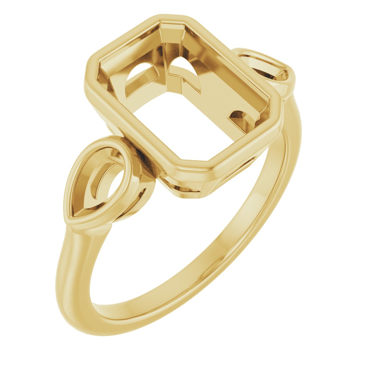 Bezel-Set Three-Stone Engagement Ring