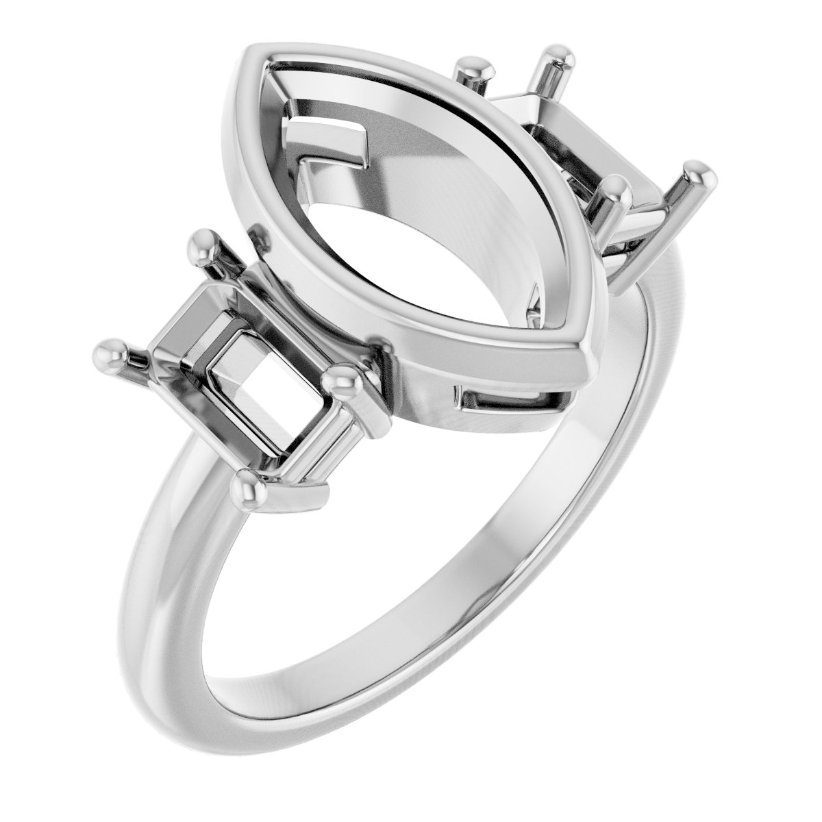 Bezel-Set Three-Stone Engagement Ring