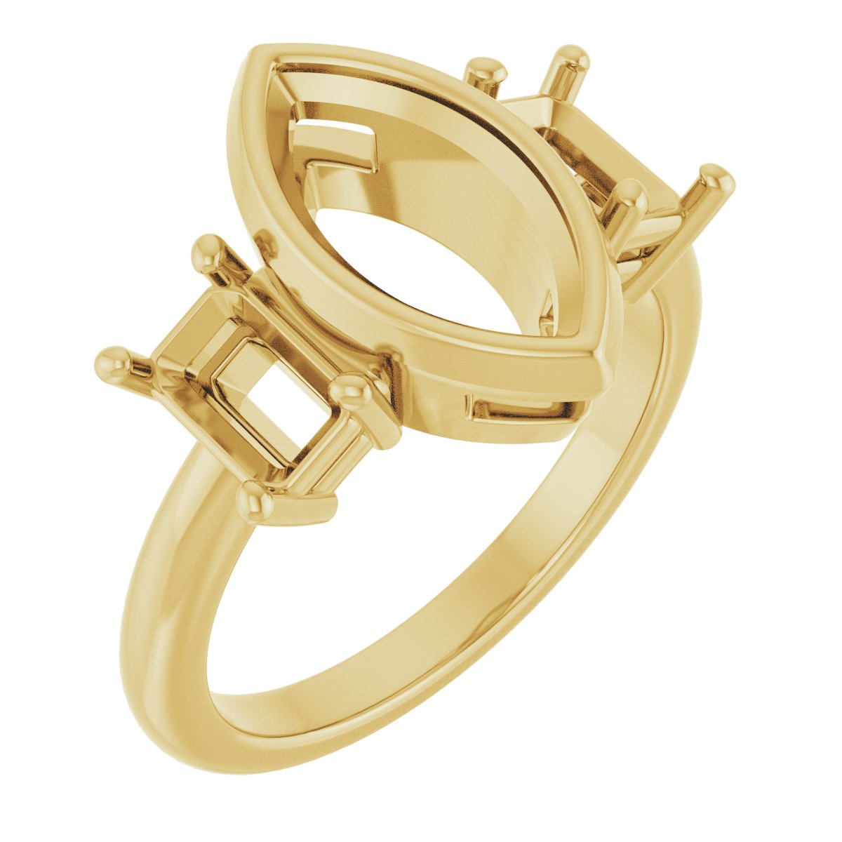 Bezel-Set Three-Stone Engagement Ring