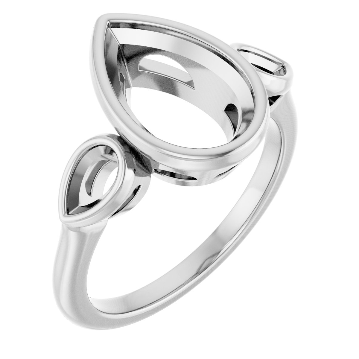 Bezel-Set Three-Stone Engagement Ring