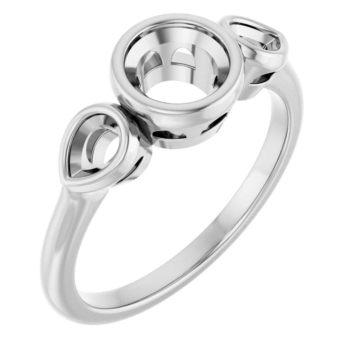 Bezel-Set Three-Stone Engagement Ring