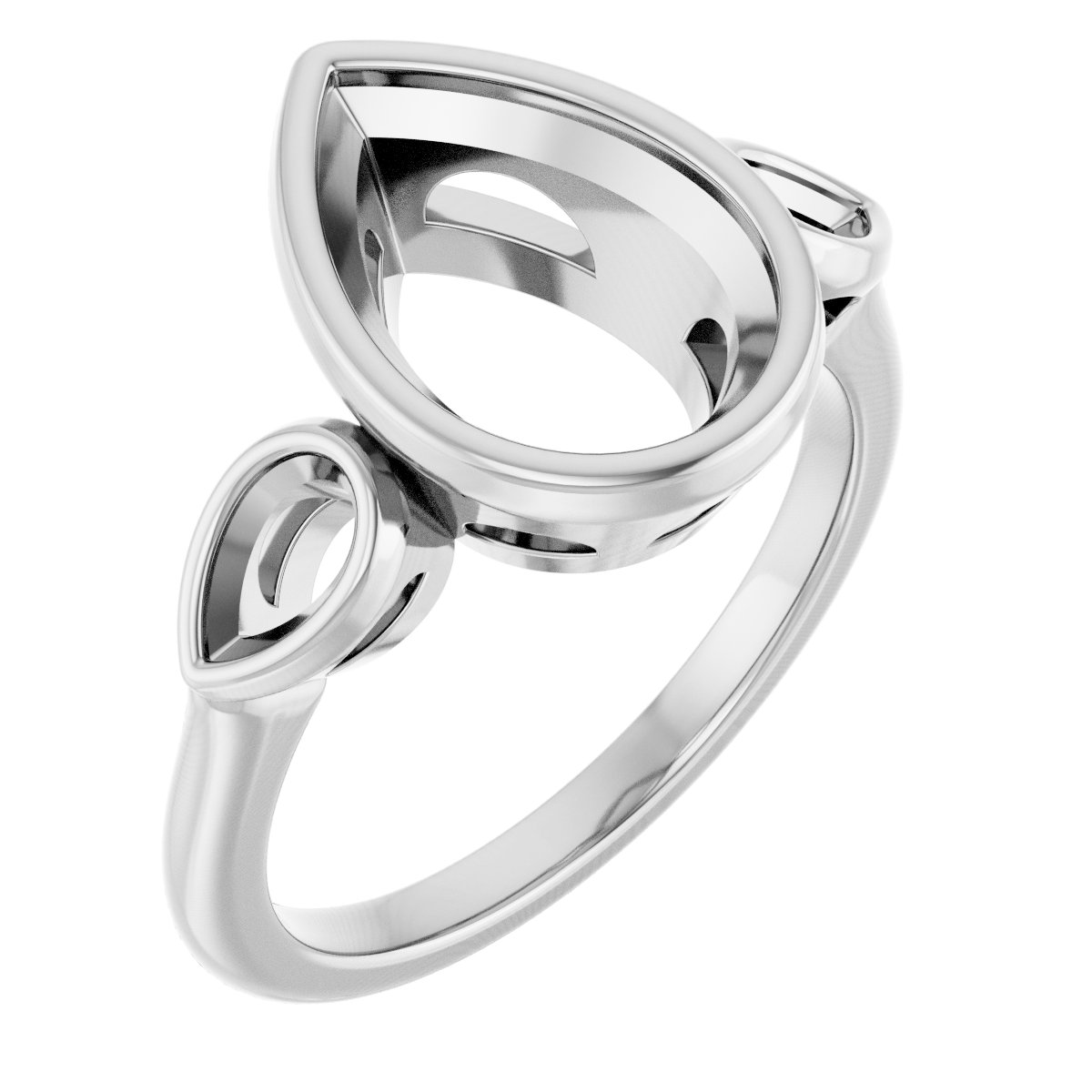 Bezel-Set Three-Stone Engagement Ring