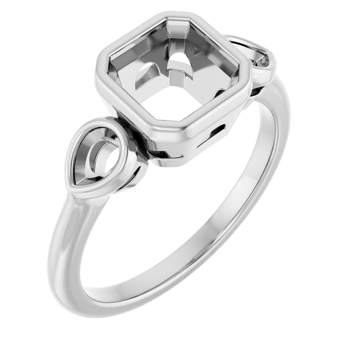 Bezel-Set Three-Stone Engagement Ring