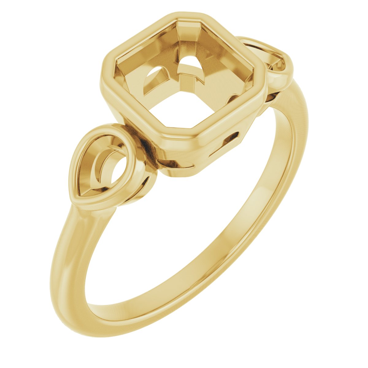 Bezel-Set Three-Stone Engagement Ring
