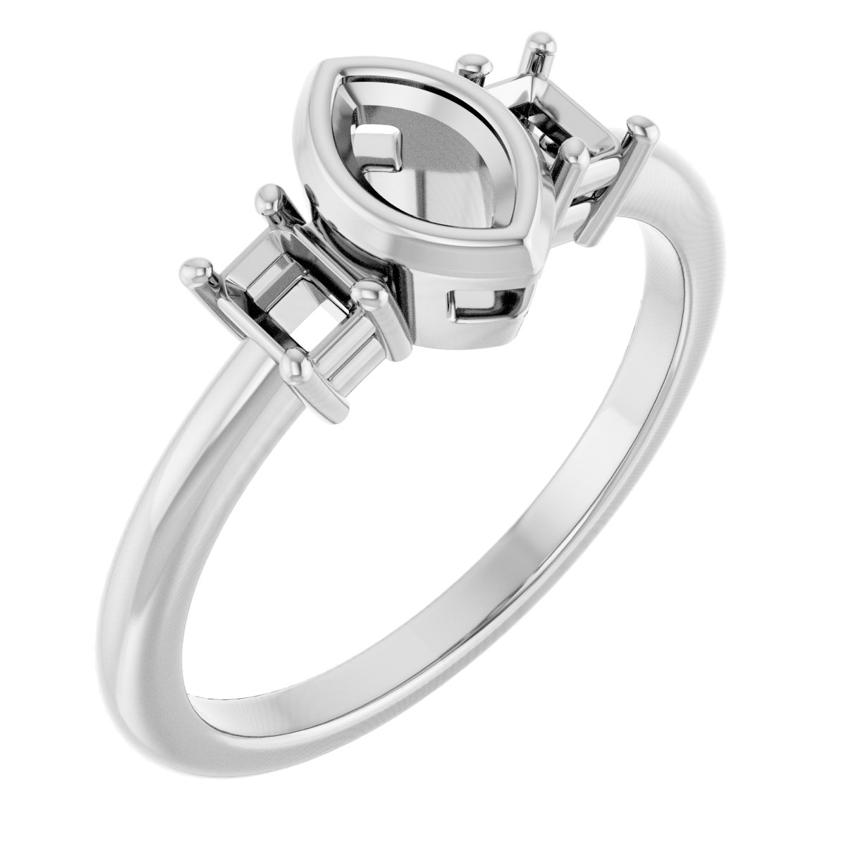 Bezel-Set Three-Stone Engagement Ring