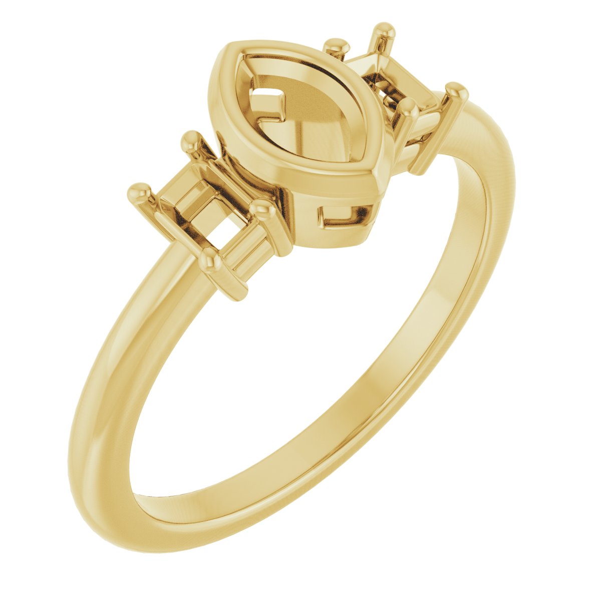 Bezel-Set Three-Stone Engagement Ring
