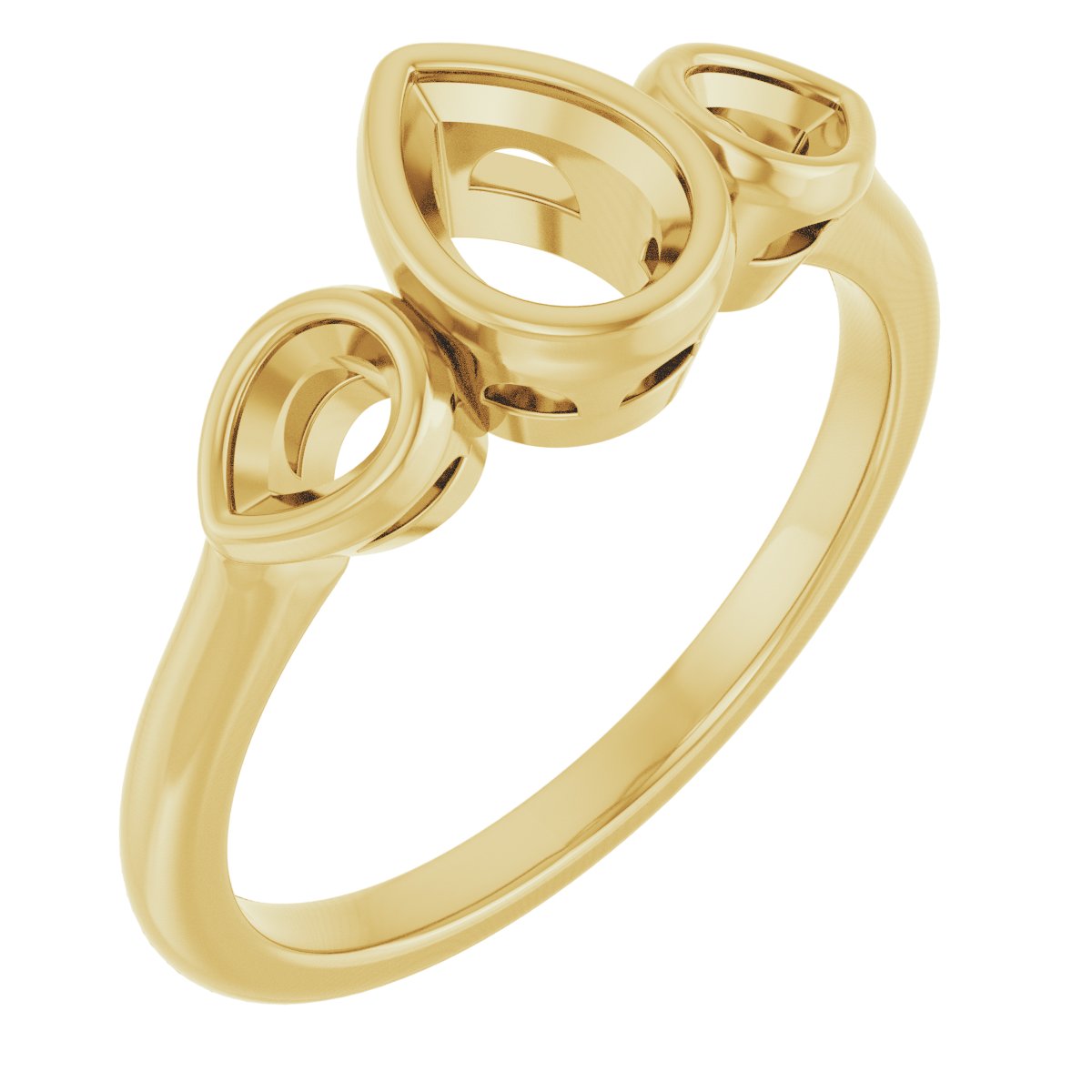 Bezel-Set Three-Stone Engagement Ring