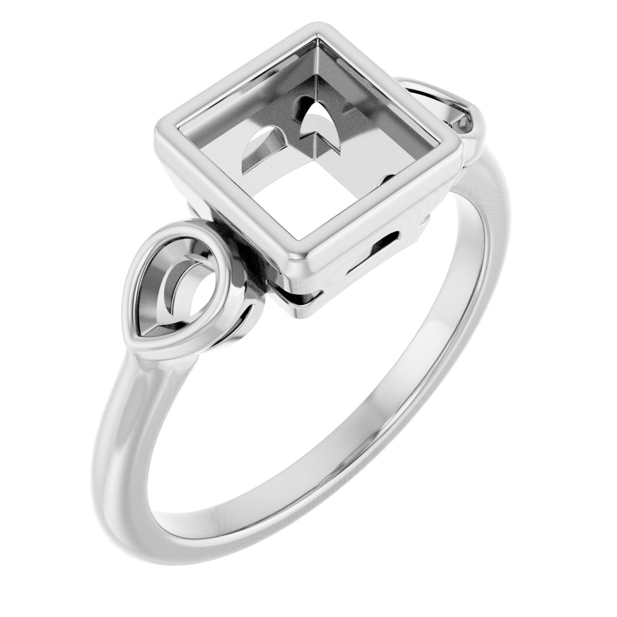 Bezel-Set Three-Stone Engagement Ring