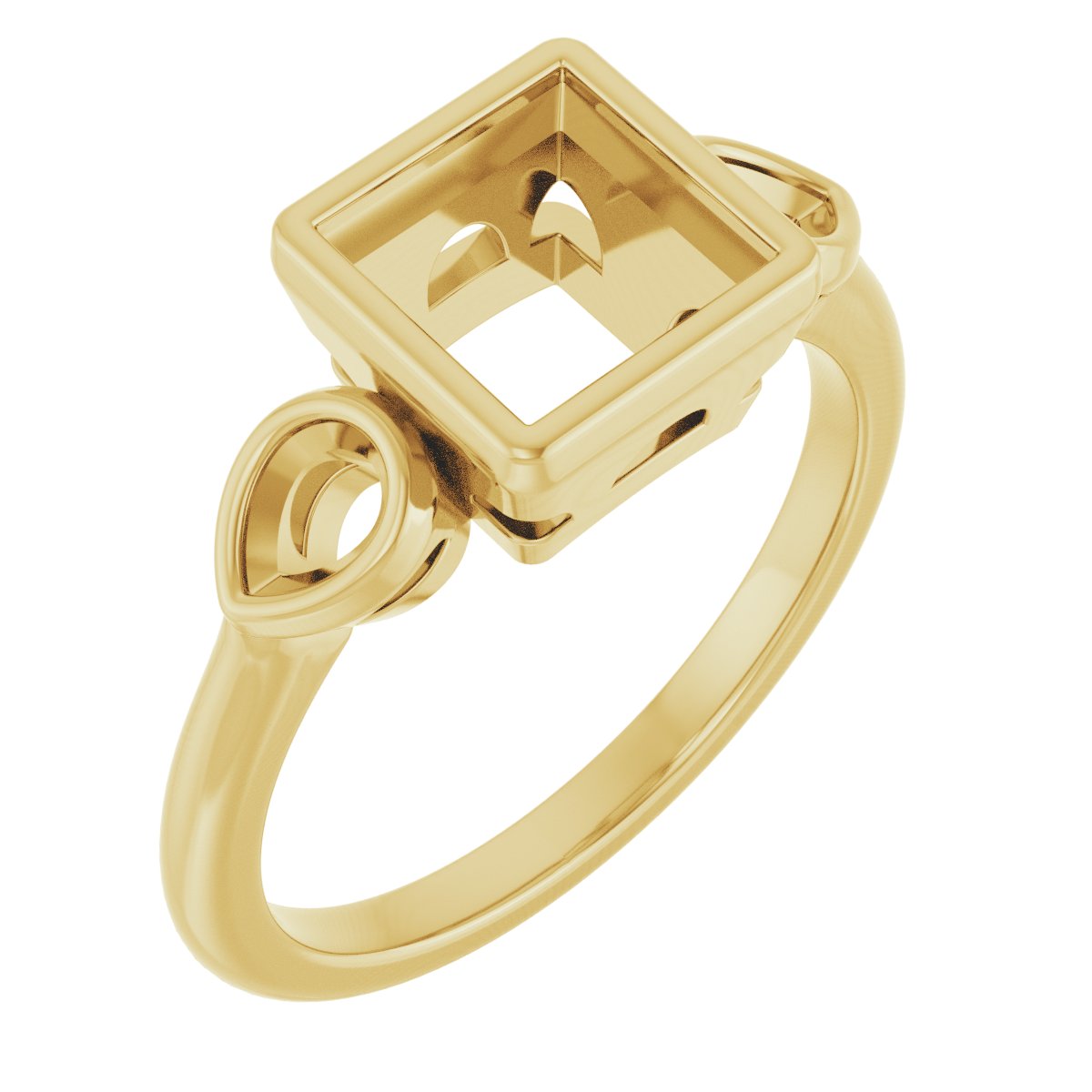 Bezel-Set Three-Stone Engagement Ring