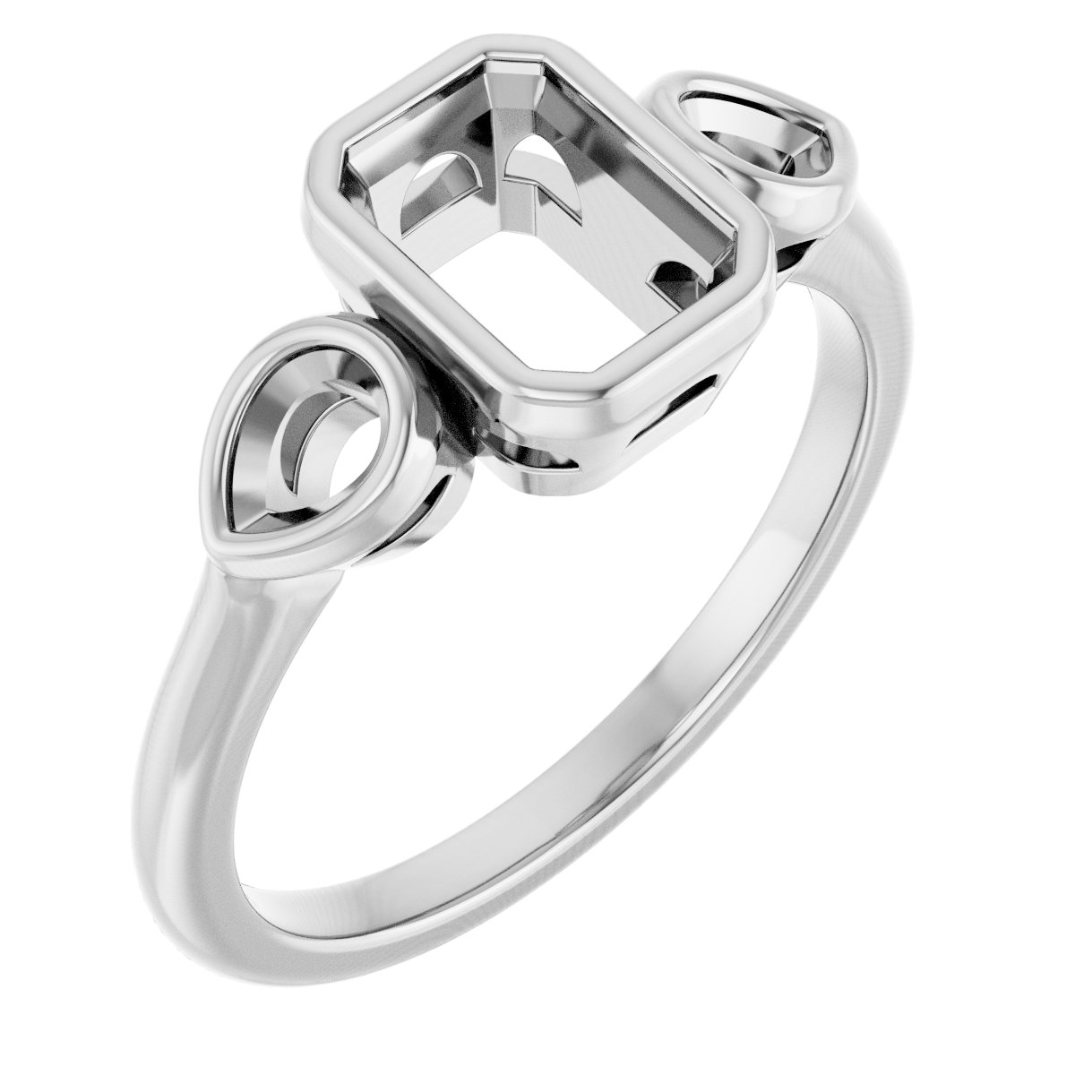 Bezel-Set Three-Stone Engagement Ring