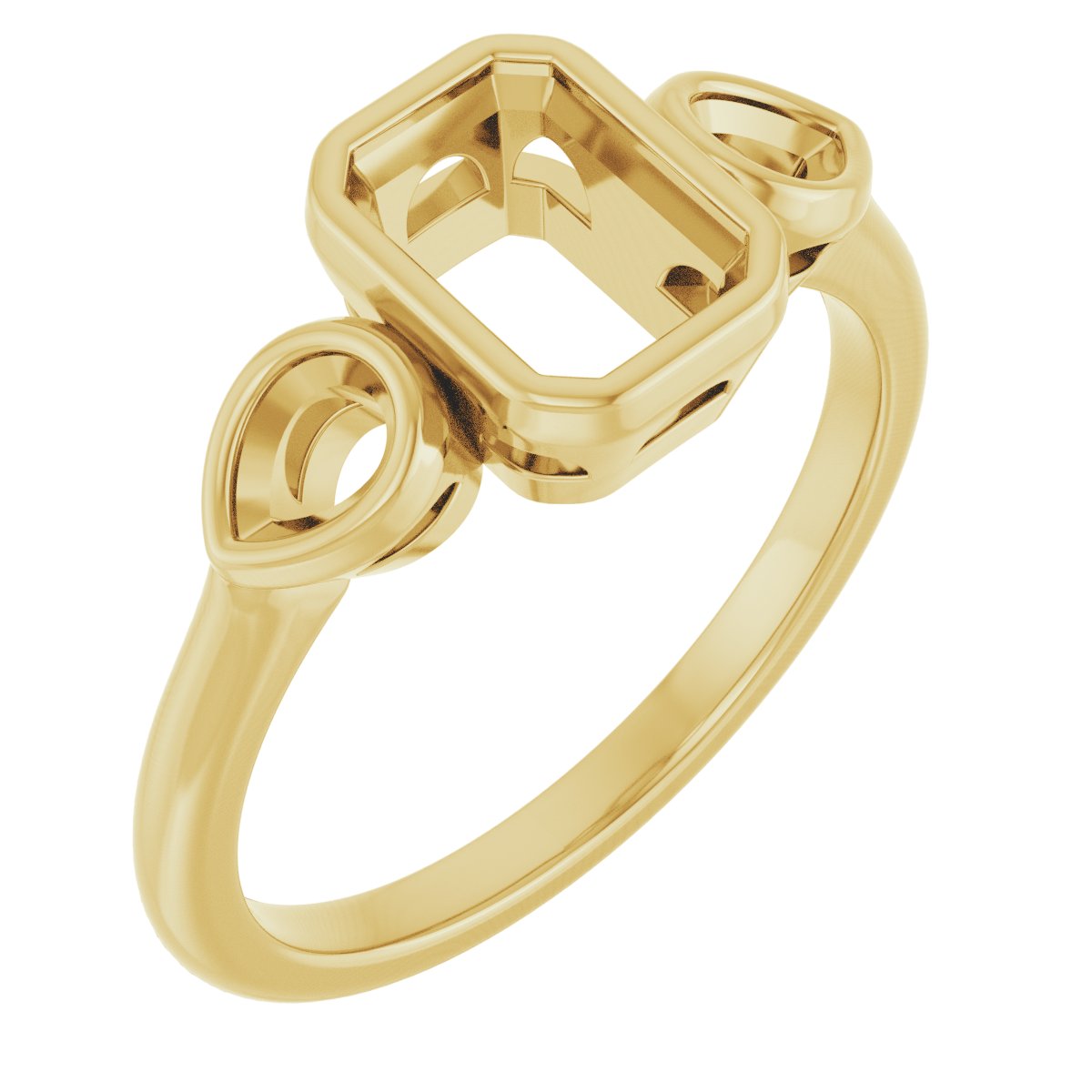Bezel-Set Three-Stone Engagement Ring