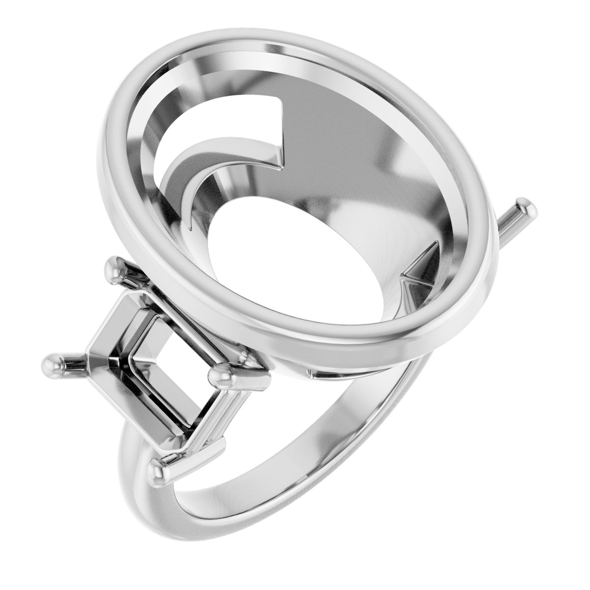 Bezel-Set Three-Stone Engagement Ring