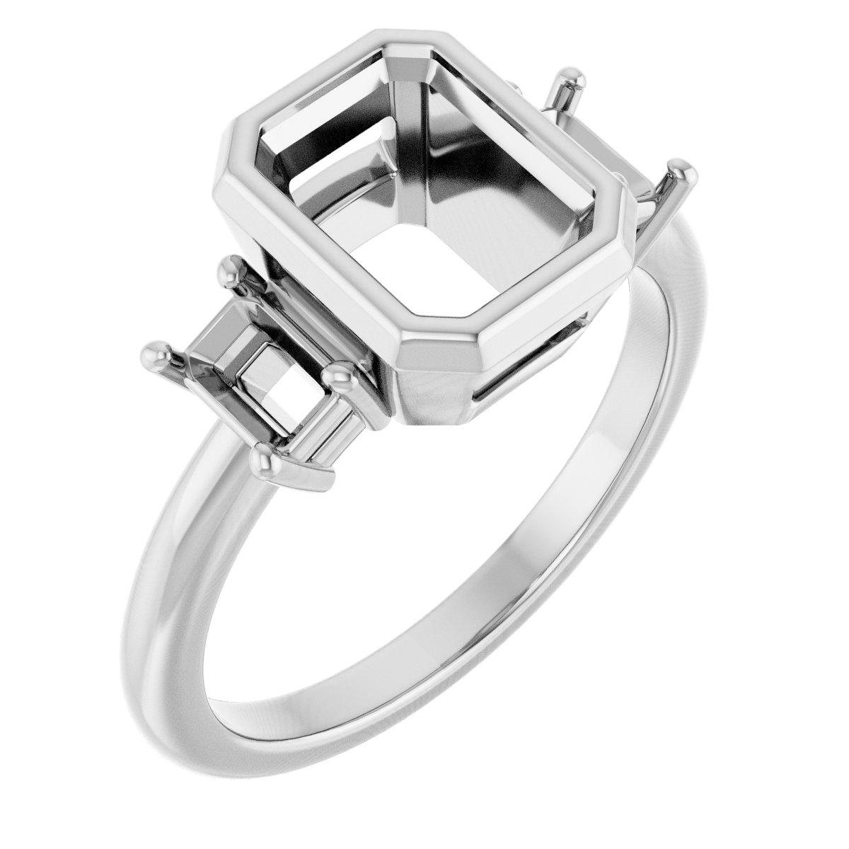Bezel-Set Three-Stone Engagement Ring