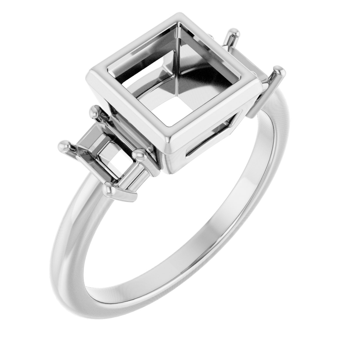 Bezel-Set Three-Stone Engagement Ring