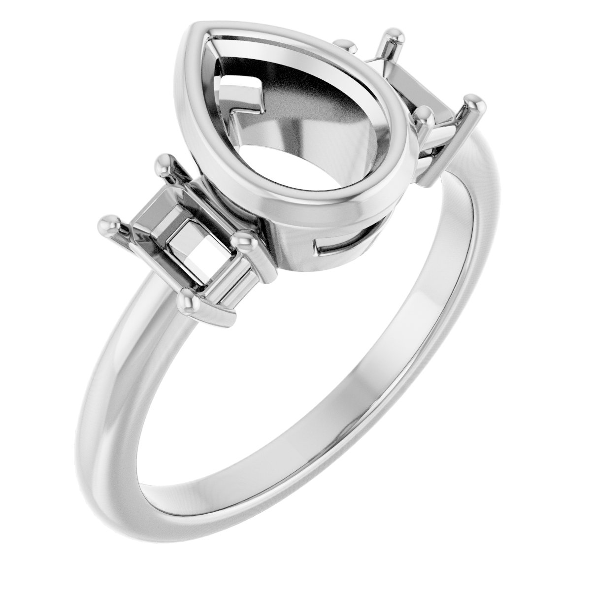 Bezel-Set Three-Stone Engagement Ring