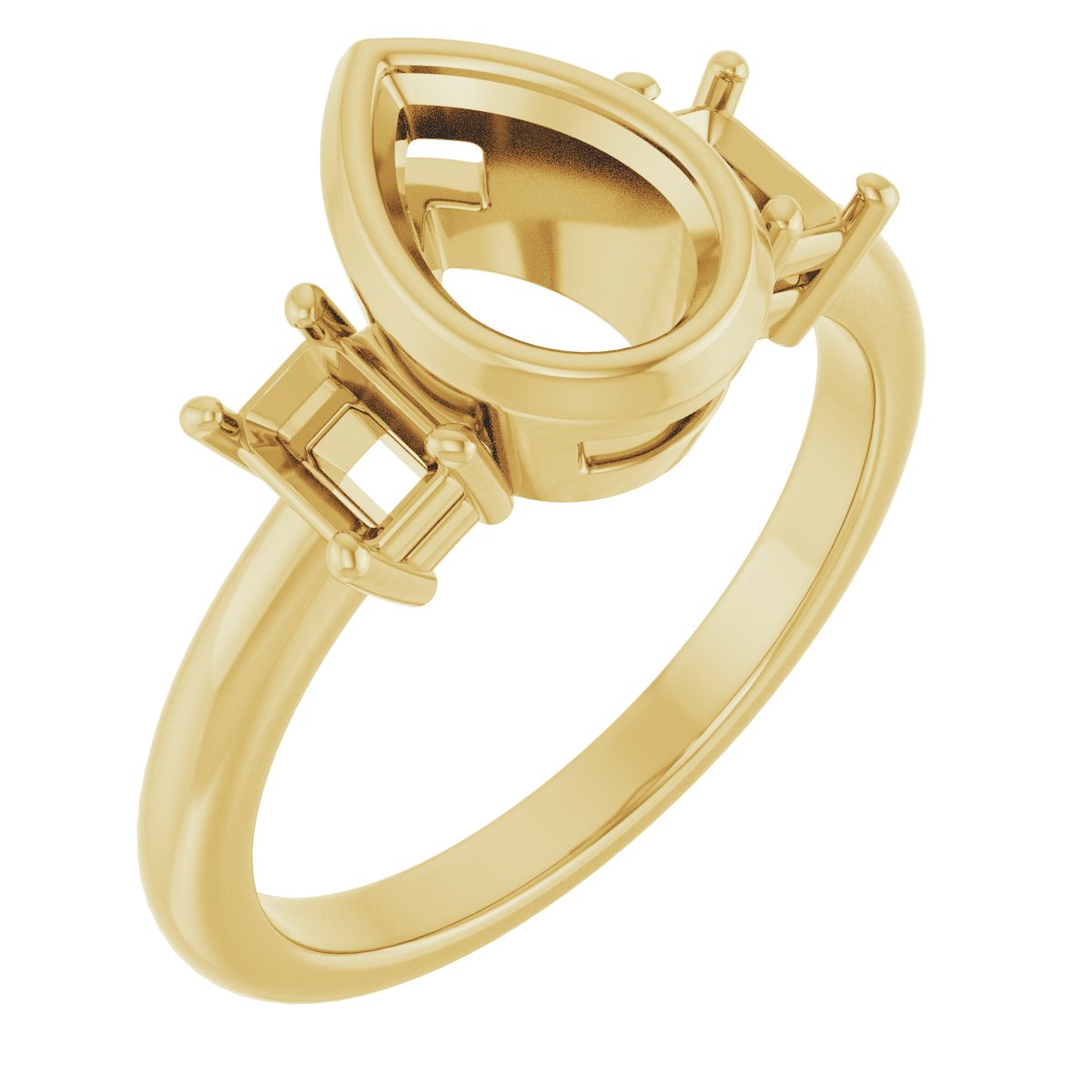 Bezel-Set Three-Stone Engagement Ring