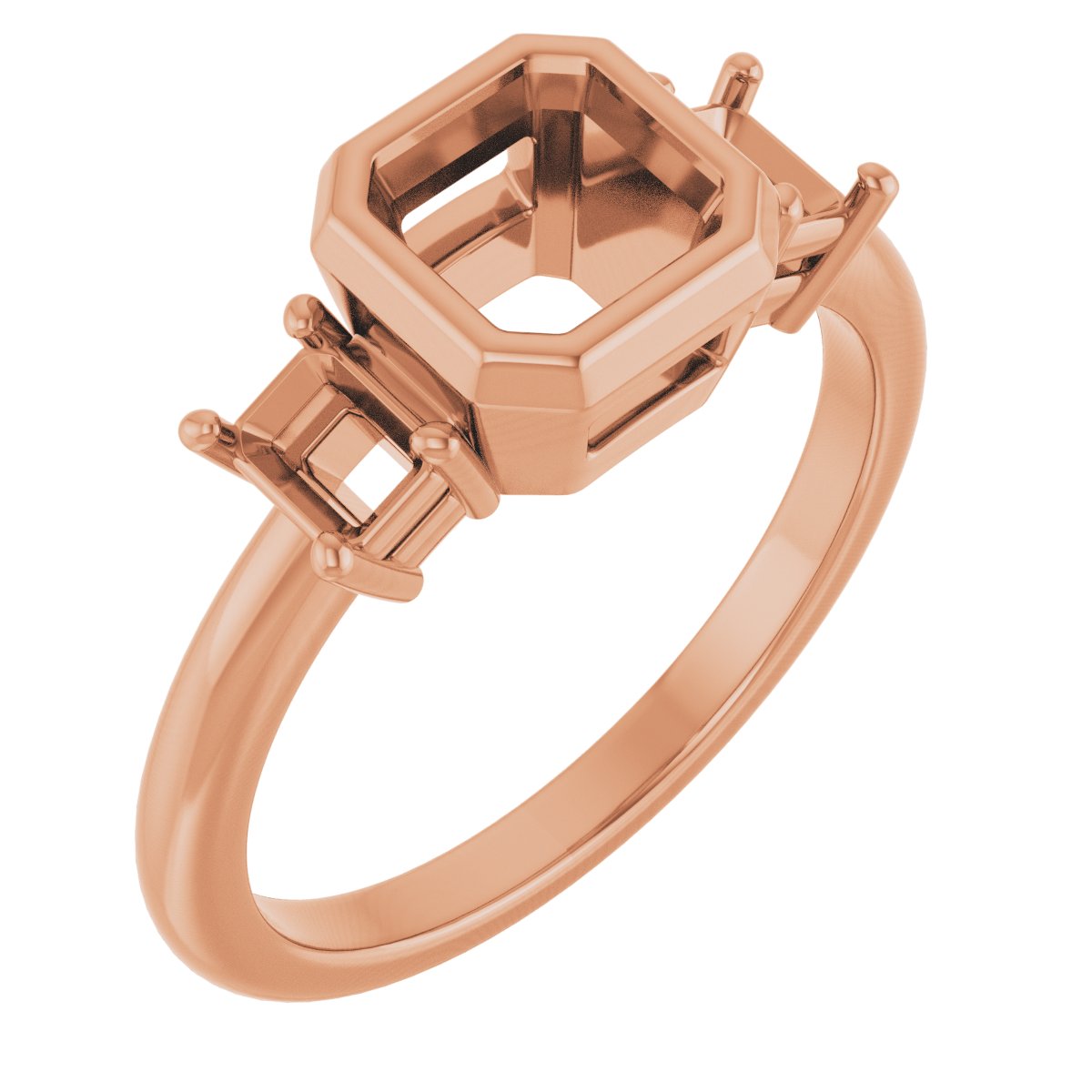 Bezel-Set Three-Stone Engagement Ring