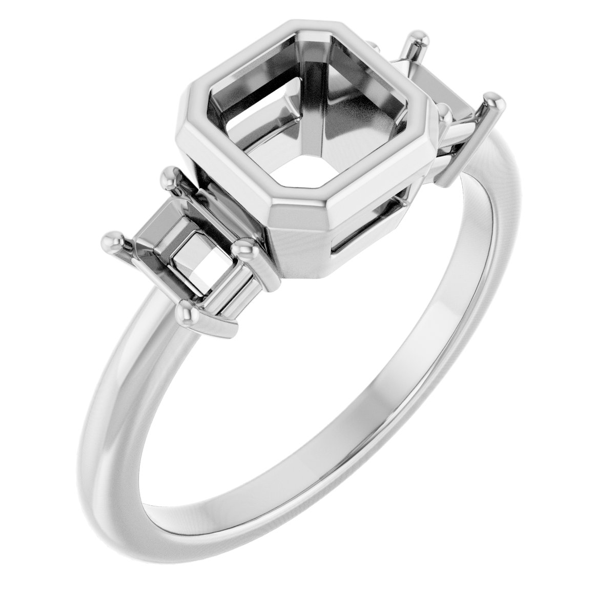 Bezel-Set Three-Stone Engagement Ring