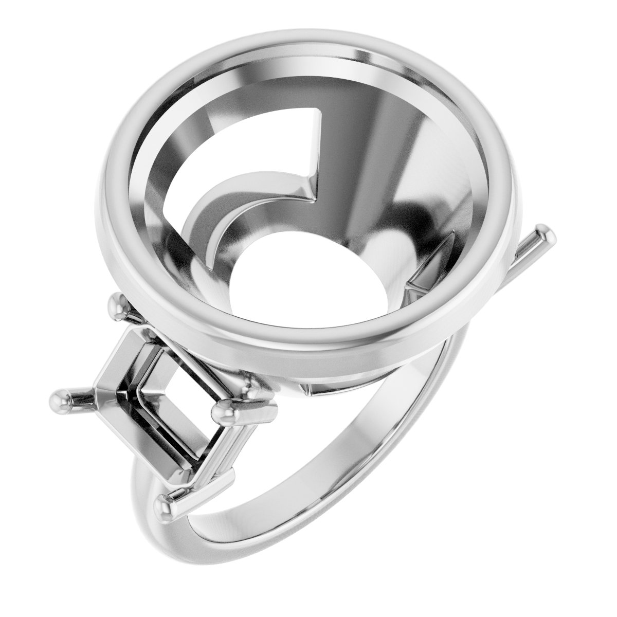 Bezel-Set Three-Stone Engagement Ring
