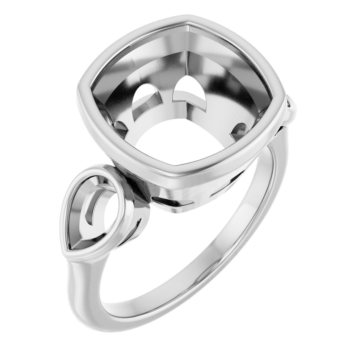 Bezel-Set Three-Stone Engagement Ring